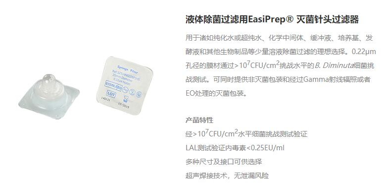 液體除菌過濾用EasiPrep? 滅菌針頭過濾器